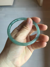 Load image into Gallery viewer, 56mm Certified Type A 100% Natural icy watery spring-water green/blue/gray Guatemala slim round cut Jadeite bangle PA98-5539
