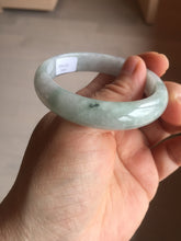 Load image into Gallery viewer, 52mm certified natural 100% natural Type A green white with green flying flowers oval jadeite jade bangle PB109-2439
