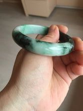 Load image into Gallery viewer, 56mm certified Type A 100% Natural sunny green/dark green/jungle green/light purple Jadeite Jade bangle AQ85-7885
