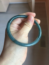 Load image into Gallery viewer, 60.5mm Certified Type A 100% Natural dark green/blue/gray Guatemala slim round cut Jadeite bangle PA97-2034
