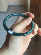 Load image into Gallery viewer, 60.5mm Certified Type A 100% Natural dark green/blue/gray Guatemala slim round cut Jadeite bangle PA97-2034
