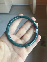 Load image into Gallery viewer, 60.5mm Certified Type A 100% Natural dark green/blue/gray Guatemala slim round cut Jadeite bangle PA97-2034
