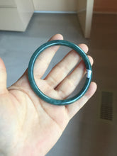 Load image into Gallery viewer, 60.5mm Certified Type A 100% Natural dark green/blue/gray Guatemala slim round cut Jadeite bangle PA97-2034

