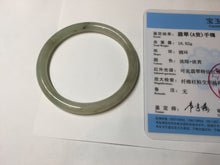 Load image into Gallery viewer, 52.7mm Certified type A 100% Natural light green yellow brown floating seaweed slim round cut Jadeite bangle E90-6616
