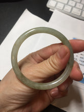 Load image into Gallery viewer, 52.7mm Certified type A 100% Natural light green yellow brown floating seaweed slim round cut Jadeite bangle E90-6616
