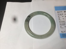 Load image into Gallery viewer, 54mm certified 100% natural type A icy watery light green/black round cut jadeite jade bangle BK9-6621
