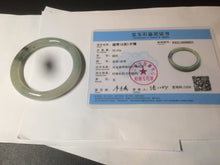 Load image into Gallery viewer, 54mm certified 100% natural type A icy watery light green/black round cut jadeite jade bangle BK9-6621
