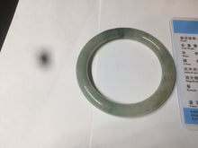 Load image into Gallery viewer, 54mm certified 100% natural type A icy watery light green/black round cut jadeite jade bangle BK9-6621
