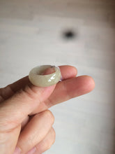 Load image into Gallery viewer, 100% natural type A light yellow/gray (黄冰) jadeite jade band ring AZ98
