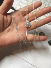 Load image into Gallery viewer, 100% natural Type A green blue Jadeite Bead &amp; Cross Layered pendant Necklace PD166
