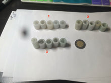 Load image into Gallery viewer, 5 pieces of100% natural light green/purple/white jadeite jade barrel beads (supply) AX37
