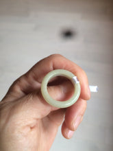 Load image into Gallery viewer, 100% natural type A light yellow/gray (黄冰) jadeite jade band ring AZ98
