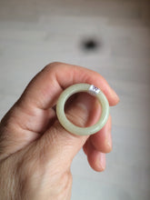 Load image into Gallery viewer, 100% natural type A light yellow/gray (黄冰) jadeite jade band ring AZ98
