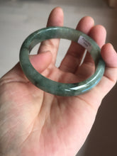 Load image into Gallery viewer, 54.5mm certified 100% natural dark green black gray jadeite jade bangle S81-7059
