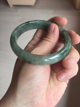 Load image into Gallery viewer, 54.5mm certified 100% natural dark green black gray jadeite jade bangle S81-7059
