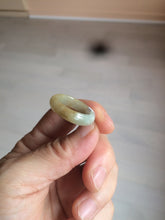 Load image into Gallery viewer, 100% natural type A light yellow/gray (黄冰) jadeite jade band ring AZ98
