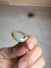 Load image into Gallery viewer, 100% natural type A light yellow/gray (黄冰) jadeite jade band ring AZ98
