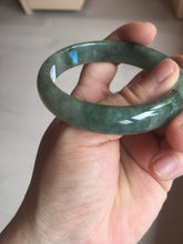 Load image into Gallery viewer, 54.5mm certified 100% natural dark green black gray jadeite jade bangle S81-7059
