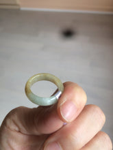 Load image into Gallery viewer, 100% natural type A light yellow/gray (黄冰) jadeite jade band ring AZ98
