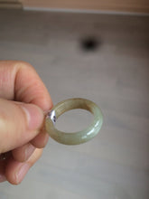 Load image into Gallery viewer, 100% natural type A light yellow/gray (黄冰) jadeite jade band ring AZ98
