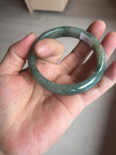 Load image into Gallery viewer, 54.5mm certified 100% natural dark green black gray jadeite jade bangle S81-7059
