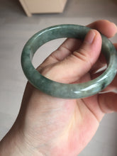 Load image into Gallery viewer, 54.5mm certified 100% natural dark green black gray jadeite jade bangle S81-7059
