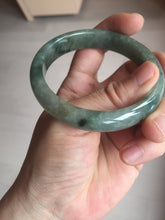 Load image into Gallery viewer, 54.5mm certified 100% natural dark green black gray jadeite jade bangle S81-7059
