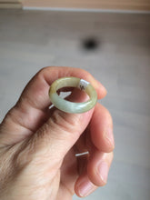 Load image into Gallery viewer, 100% natural type A light yellow/gray (黄冰) jadeite jade band ring AZ98
