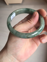 Load image into Gallery viewer, 54.5mm certified 100% natural dark green black gray jadeite jade bangle S81-7059
