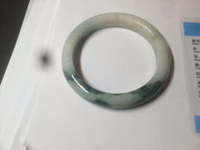 Load image into Gallery viewer, 59mm Certified type A 100%  Natural green/white/brown with green floating flowers slim Jadeite bangle AZ34-4364

