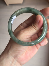 Load image into Gallery viewer, 54.5mm certified 100% natural dark green black gray jadeite jade bangle S81-7059
