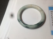 Load image into Gallery viewer, 59mm Certified type A 100%  Natural green/white/brown with green floating flowers slim Jadeite bangle AZ34-4364
