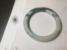 Load image into Gallery viewer, 59mm Certified type A 100%  Natural green/white/brown with green floating flowers slim Jadeite bangle AZ34-4364
