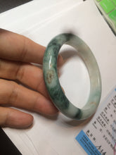 Load image into Gallery viewer, 59mm Certified type A 100%  Natural green/white/brown with green floating flowers slim Jadeite bangle AZ34-4364
