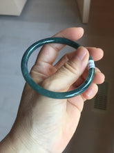 Load image into Gallery viewer, 56mm Certified Type A 100% Natural dark green/blue/gray Guatemala slim round cut Jadeite bangle PA90-2065
