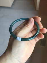 Load image into Gallery viewer, 56mm Certified Type A 100% Natural dark green/blue/gray Guatemala slim round cut Jadeite bangle PA90-2065
