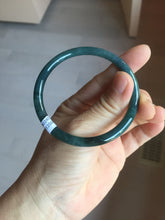 Load image into Gallery viewer, 56mm Certified Type A 100% Natural dark green/blue/gray Guatemala slim round cut Jadeite bangle PA90-2065
