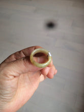 Load image into Gallery viewer, 100% natural type A light yellow/gray (黄冰) jadeite jade band ring AZ98
