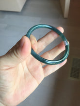 Load image into Gallery viewer, 56mm Certified Type A 100% Natural dark green/blue/gray Guatemala slim round cut Jadeite bangle PA90-2065
