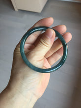Load image into Gallery viewer, 56mm Certified Type A 100% Natural dark green/blue/gray Guatemala slim round cut Jadeite bangle PA90-2065
