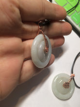 Load image into Gallery viewer, 27mm Type A 100% Natural icy light green Jadeite Jade concentric circle safety Guardian ring Pendant (子母扣,同心环) AX38
