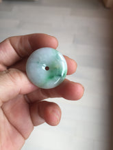 Load image into Gallery viewer, 27.8/6.1mm Type A 100% Natural sunny green light purple red Jadeite Jade Safety Guardian Button donuts Pendant group BP108
