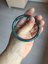 Load image into Gallery viewer, 56mm Certified Type A 100% Natural dark green/blue/gray Guatemala slim round cut Jadeite bangle PA90-2065
