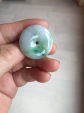 Load image into Gallery viewer, 27.8/6.1mm Type A 100% Natural sunny green light purple red Jadeite Jade Safety Guardian Button donuts Pendant group BP108
