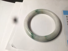 Load image into Gallery viewer, 60.6mm certified 100% Natural green/white with green floating flowers Jadeite Jade bangle AZ36-4373
