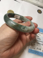 Load image into Gallery viewer, 58.2mm Certified Type A 100% Natural dark green gray black jadeite Jade bangle PD170-6281

