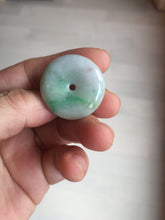 Load image into Gallery viewer, 27.8/6.1mm Type A 100% Natural sunny green light purple red Jadeite Jade Safety Guardian Button donuts Pendant group BP108
