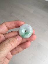 Load image into Gallery viewer, 27.8/6.1mm Type A 100% Natural sunny green light purple red Jadeite Jade Safety Guardian Button donuts Pendant group BP108
