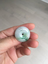 Load image into Gallery viewer, 27.8/6.1mm Type A 100% Natural sunny green light purple red Jadeite Jade Safety Guardian Button donuts Pendant group BP108
