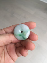 Load image into Gallery viewer, 27.8/6.1mm Type A 100% Natural sunny green light purple red Jadeite Jade Safety Guardian Button donuts Pendant group BP108
